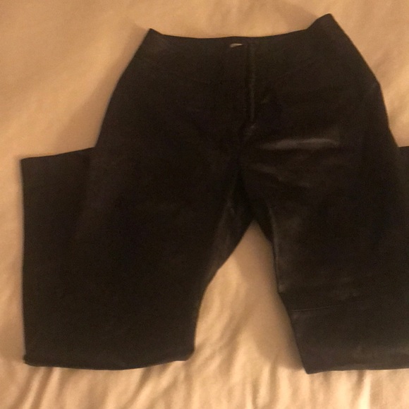Apostrophe Pants - Black genuine leather straight leg pants size 10